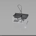 Kitchen Interior Design Featuring Stainless Steel Double Sink With Pull Out Faucet And Metal Stand