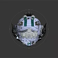Modern Fashion Helmet With White Green Straps And Decorative Details