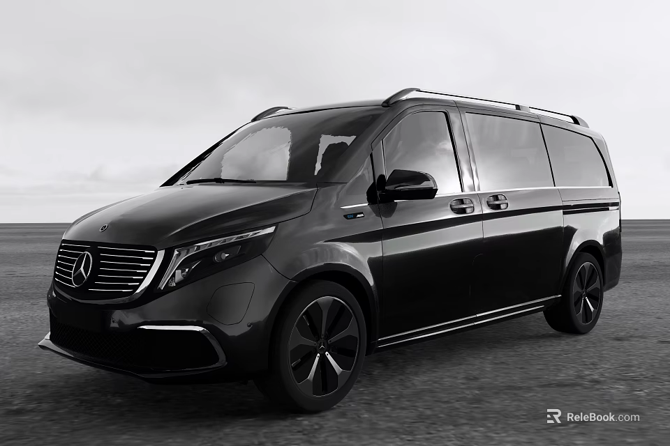 Mercedes Benz Black Van Featuring Large Windows Roof Rack And Black Rims In Outdoor Setting 3d model 