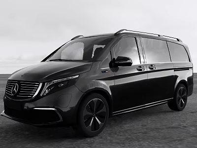 Mercedes Benz Black Van Featuring Large Windows Roof Rack And Black Rims In Outdoor Setting 3d model