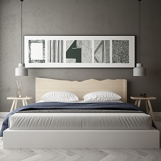 Modern Bed Combination Hanging Picture 3d model