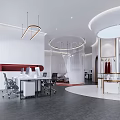 Modern Luxury Public Office Interior Space With Elegant Sofa And Stylish Chandelier