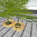 Golden Spiral Outdoor Chairs With Modern Design On Stone Pavement Near Trees