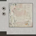 Contemporary Abstract Painting With Soft Blended Tones And Minimalist Lines On Neutral Wall