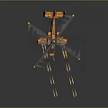 Dynamic Orange Helicopter Firing Missiles With Flames Against Gray Background