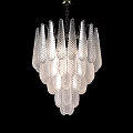 Elegant Modern Glass Chandelier With Transparent Multi Layer Shades For Interior Decor