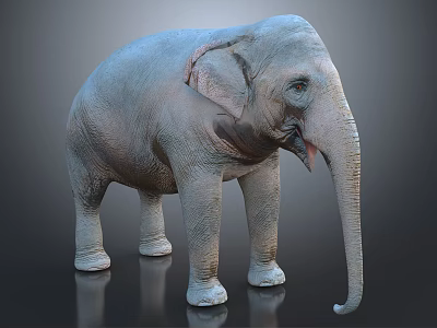 Detailed Elephant 3D Model With Grey Skin Texture And Standing Pose 3d model