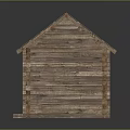 Log Cabin Exterior With Gray Roof Wooden Door And Window