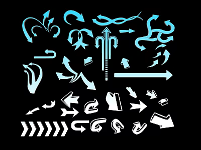 Decorative Arrow Pattern Wall Hanging With Light Blue White Designs On Black Background 3d model