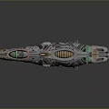 Futuristic Sci Fi Spaceship With Metallic Surface And Green Accents For Space Exploration