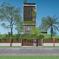 Modern Detached Villa With Lush Greenery Palm Trees And Vertical Garden Design