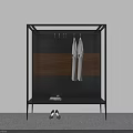 Modern Black Frame Coat Rack With Wooden Panel White Garments Bottom Bench And Shoes