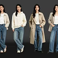 Four Women Showcasing Fashionable Casual Tops and Blue Jeans Outfits