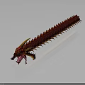 Mythical Fantasy Creature Character With Red Body Yellow Spikes Long Segmented Form