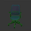 Modern Office Chair With Mesh Back Blue Seat Armrests And Wheeled Base