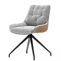 Modern Gray Padded Office Chair With Upholstered Seat Brown Armrest And Black Star Base