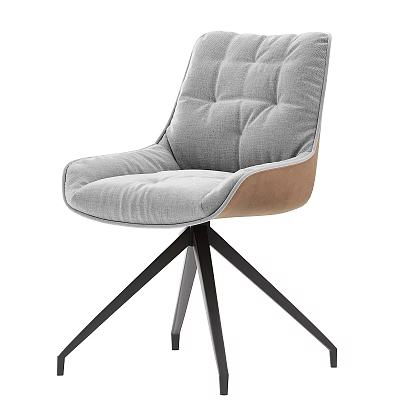 Modern Gray Padded Office Chair With Upholstered Seat Brown Armrest And Black Star Base 3d model