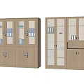 Wooden Office Storage Cabinets With Glass Doors And Document Files
