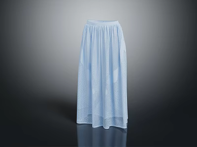 Light Blue Flowy Long Skirt With Delicate Floral Pattern And Soft Fabric 3d model