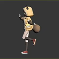 Game And Movie Character With Fox Ears Tail In Yellow White Hoodie Red White Sneakers Black Stockings