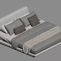 Modern Double Bed with Upholstered Headboard and Cozy Pillows in Neutral Tones