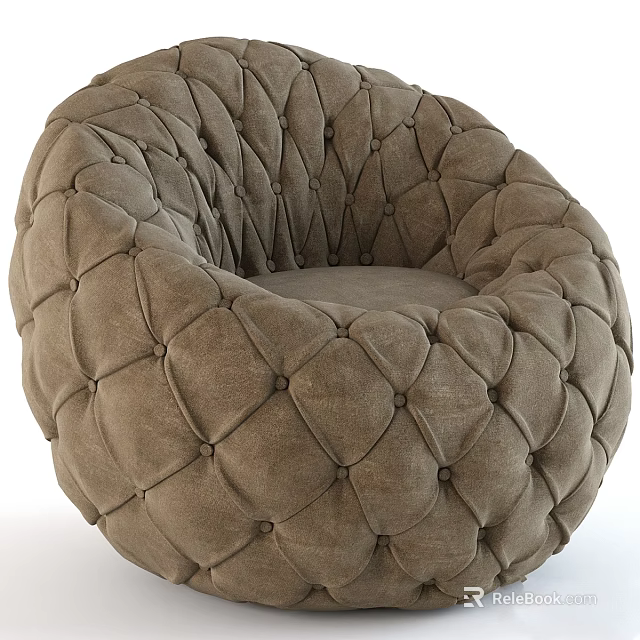 Modern Brown Diamond Tufted Accent Chair With Button Details And Comfortable Design 3d model 