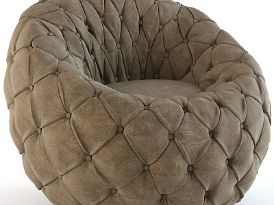 Modern Brown Diamond Tufted Accent Chair With Button Details And Comfortable Design 3d model