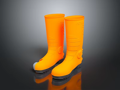 Yellow Rain Boots With Tall Shaft Design And Non Slip Rubber Soles For Outdoor 3d model Yellow Rain Boots With Tall Shaft Design And Non Slip Rubber Soles For Outdoor 3d model