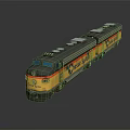 Texas Eagle Vintage Diesel Train With Black Yellow Red Livery And Multiple Carriages