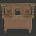 Traditional Architectural Wooden Table With Intricate Geometric Pattern And Drawer