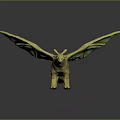 Detailed Yellow Pterosaur Model Featuring Green Transparent Wings And Long Tail
