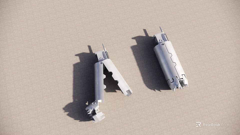 Silver Metal Mechanical Parts with Open Slots and Connection Structures on Light Surface 3d model 