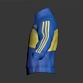 Blue And Yellow Casual Sporty Track Jacket With White Stripes And Chest Logo