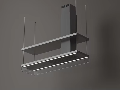 Modern Kitchen Range Hood with Sleek Design Glass Shelves and LED Light Strip 3d model