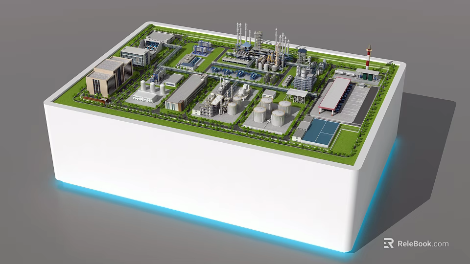 Detailed Industrial Plant Model With Multiple Buildings Storage Tanks Piping Systems And Chimneys 3d model 
