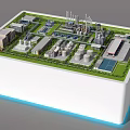 Detailed Industrial Plant Model With Multiple Buildings Storage Tanks Piping Systems And Chimneys