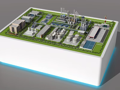 Detailed Industrial Plant Model With Multiple Buildings Storage Tanks Piping Systems And Chimneys 3d model