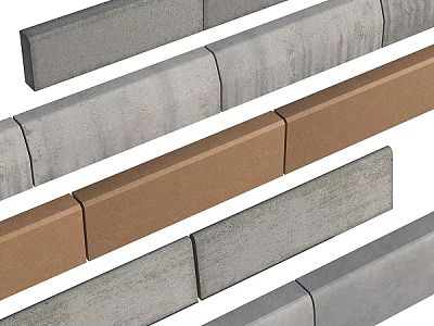 Various Colors Concrete And Stone Curb Stones For Road Infrastructure Construction 3d model