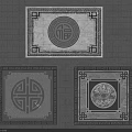 Traditional Floor Tiles with Classic Patterns Fulu Symbol Geometric Borders and Circular Designs