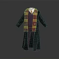 Classic Hogwarts Robe Costume With Red Yellow Striped Scarf And Tie