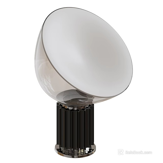 Modern Stylish Table Lamp With Translucent White Lampshade And Black Ribbed Base 3d model 