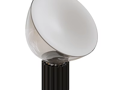 Modern Stylish Table Lamp With Translucent White Lampshade And Black Ribbed Base 3d model