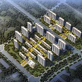 Aerial View Residential Planning With High Rise Buildings Landscaped Green Spaces And Road Network