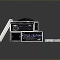 Stacked Electronic Equipment Rack Cases With Cables Knobs Interfaces And Control Panel