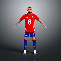Man With Mohawk Hairstyle In Red Soccer Jersey Number 8 Blue Shorts And Tattoos