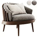 Modern Gray Accent Chair With Walnut Wood Frame And Upholstered Seat Cushion