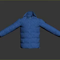 Blue Hooded Puffer Jacket With Puffy Design And Functional Pockets 3d model