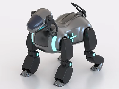 Intelligent Robotic Dog With Futuristic Mechanical Design And Glowing Cyan Accents 3d model