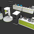 Techno Office Equipment Display With Computers Printers Scanners And Modern Stands
