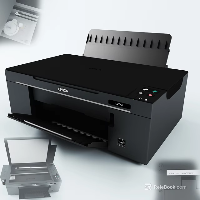 EPSON L365 Black Industrial Printer With Control Panel And Paper Tray 3d model 